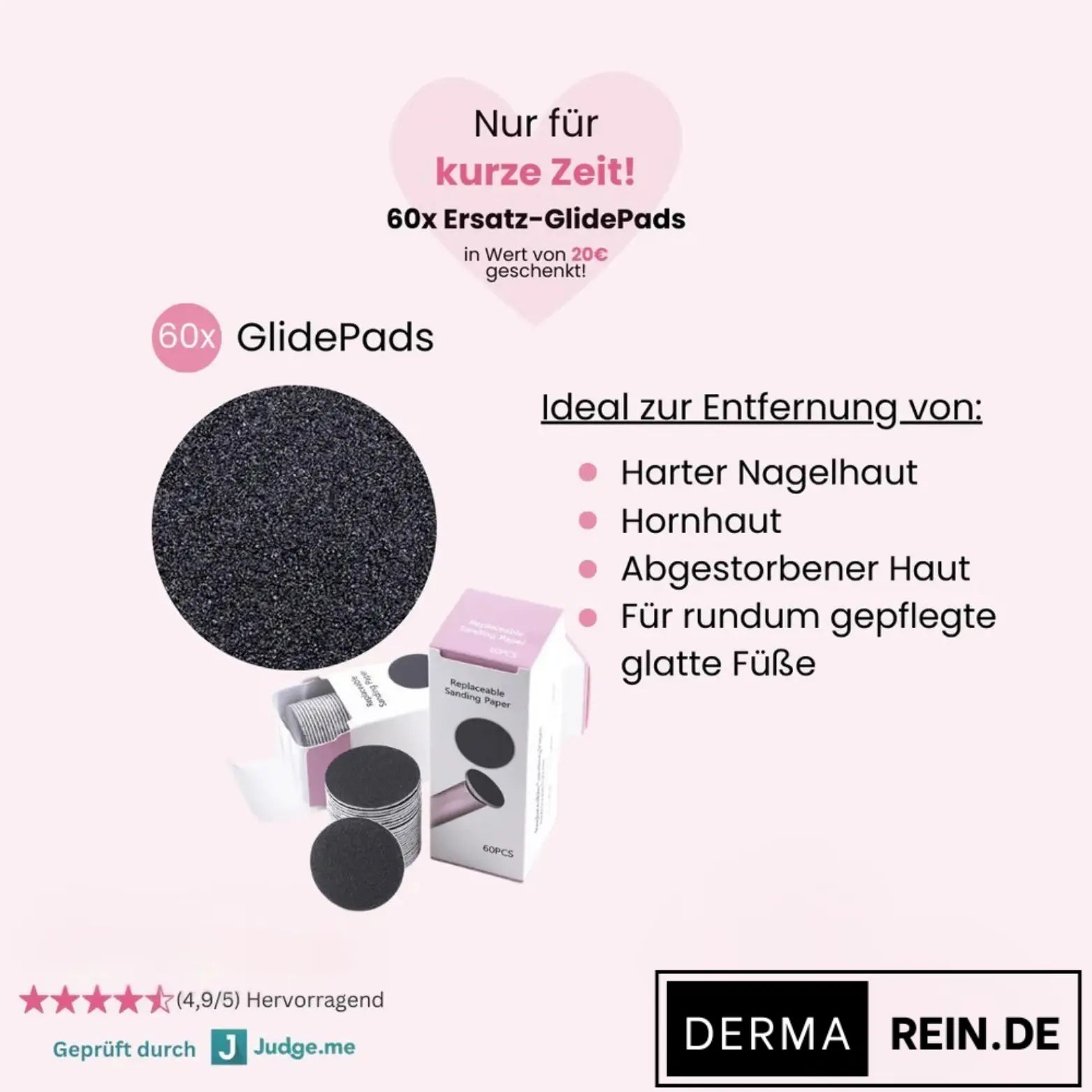 DermaRein Pro inkl. 60 Glide Pads (Gratis) Hornhautentfernung Dermarein